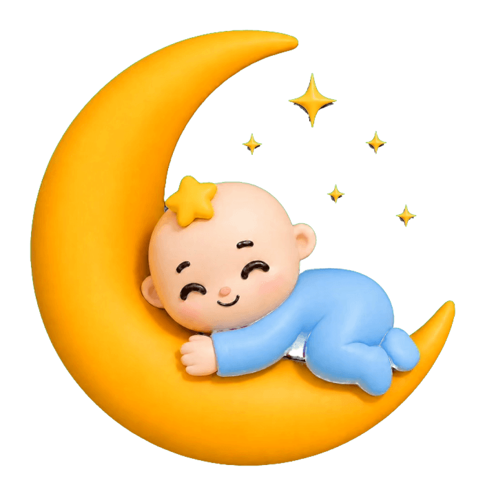 Un bébé en pâte à modeler endormi sur un croissant de lune